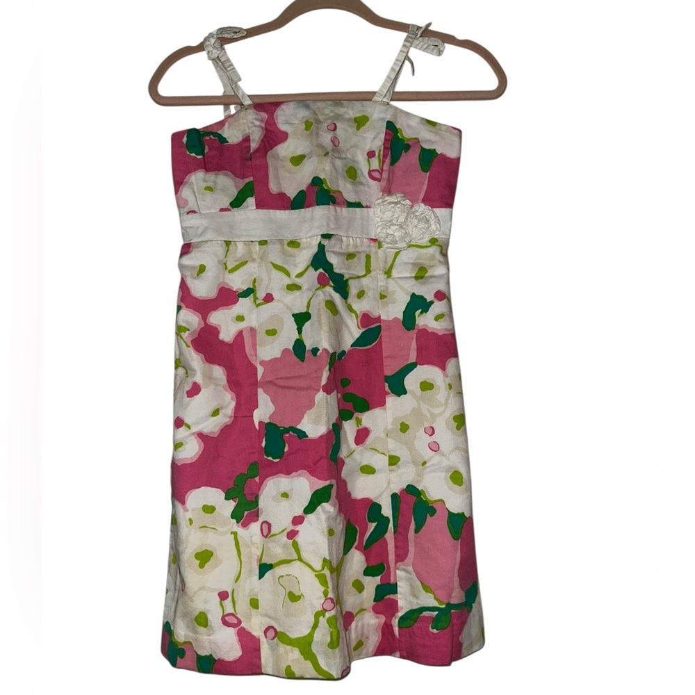 Lilly Pulitzer Girls Size 12 It Can Be Arranged Dress Floral Tie Spaghetti Strap